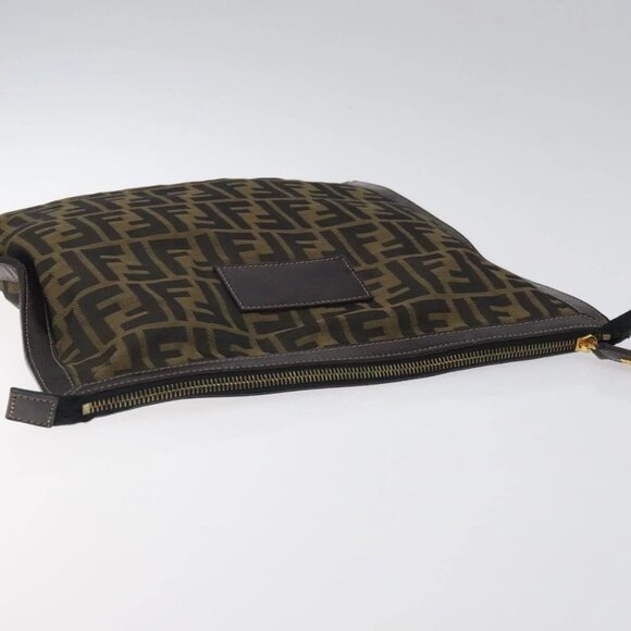 FENDI Zucca Canvas Clutch Bag Brown Black gold - Picture 5 of 15